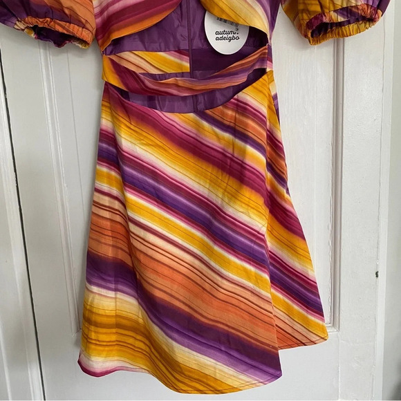 NWT Autumn Adeigbo Alyssa Dress Orange and Purple Stripe Size 0 - Picture 6 of 7